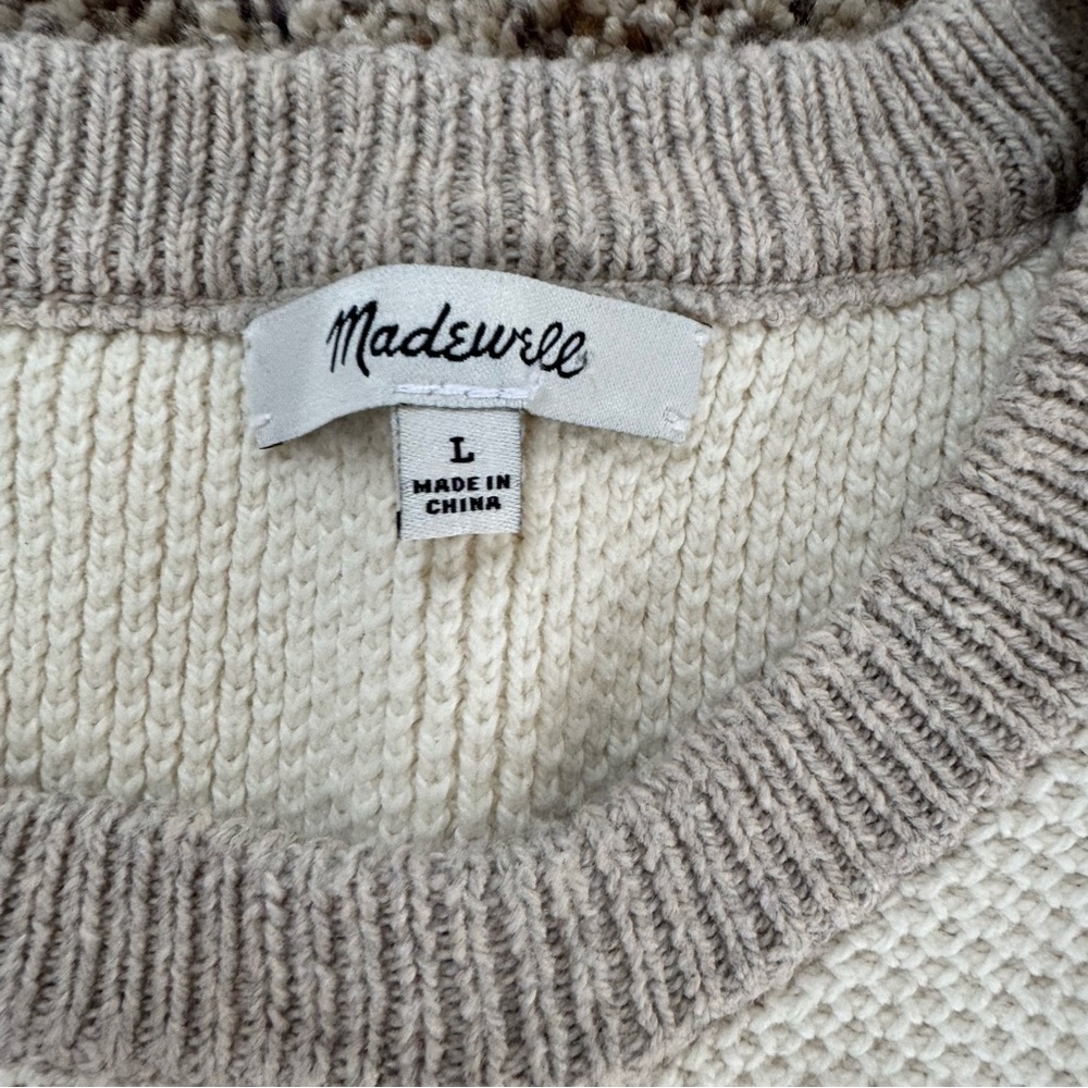 Madewell Cream and Gray Crew Neck Sweater - Picture 2 of 3
